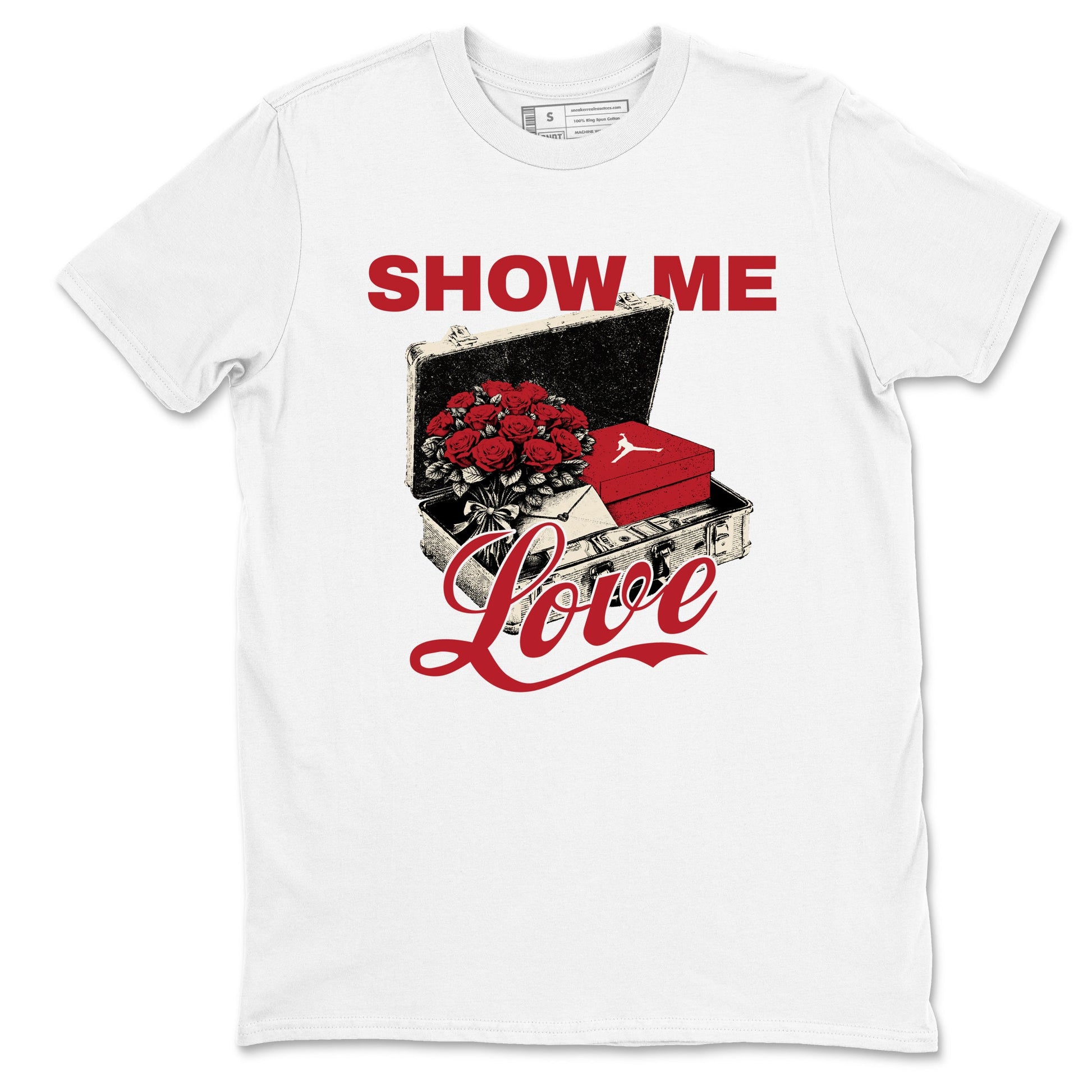 Best Sneakerfits graphic tee – Perfect Valentine's Day outfits to match Air Jordan 4 Valentines Day – Show Me Love Tee White 2