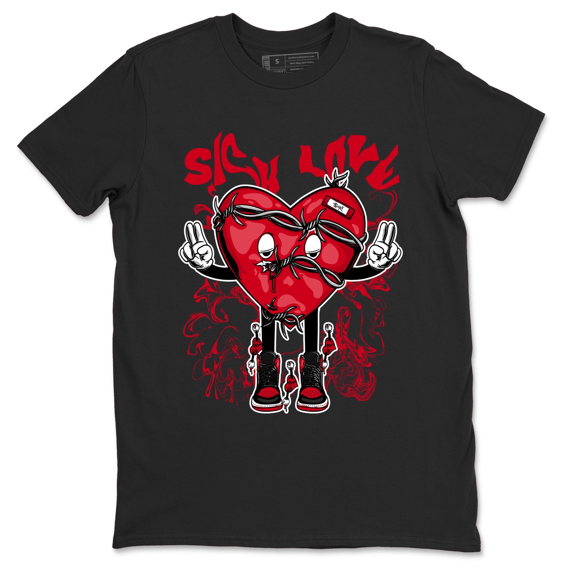 1s '85 Bred shirts to match jordans Sick Love best t shirts to wear with jordans AJ1 Retro High OG '85 Bred match shoes to clothes SNRT Sneaker Tees unisex cotton Black 2 shirts