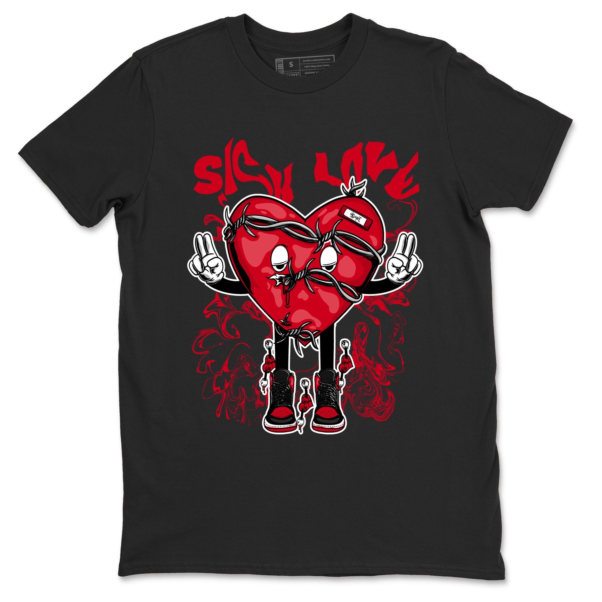 1s '85 Bred shirts to match jordans Sick Love best t shirts to wear with jordans AJ1 Retro High OG '85 Bred match shoes to clothes SNRT Sneaker Tees unisex cotton Black 2 shirts