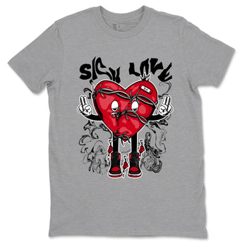 1s '85 Bred shirts to match jordans Sick Love best t shirts to wear with jordans AJ1 Retro High OG '85 Bred match shoes to clothes SNRT Sneaker Tees unisex cotton Heather Grey 2 shirts