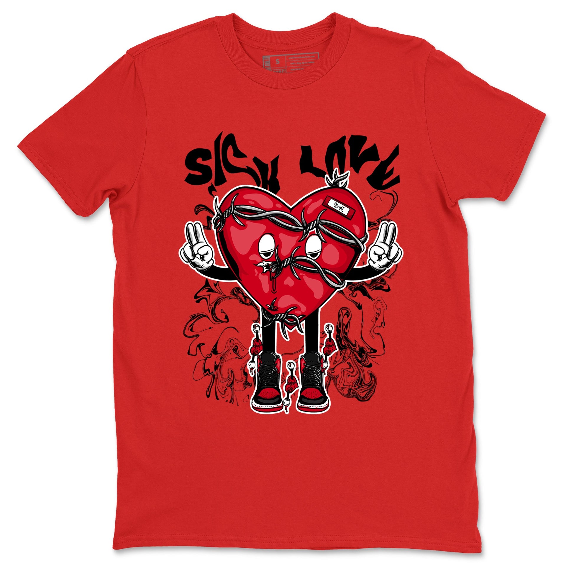 1s '85 Bred shirts to match jordans Sick Love best t shirts to wear with jordans AJ1 Retro High OG '85 Bred match shoes to clothes SNRT Sneaker Tees unisex cotton Red 2 shirts