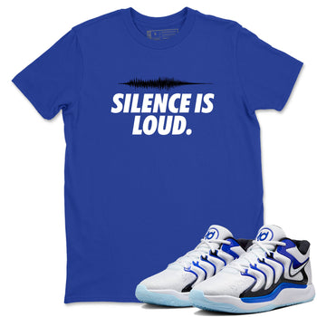 Sneaker Threads – Sneaker Tees To Match Nike KD 17 Penny – Silence Is Loud Graphic Tee Royal Blue 1. Perfect for Jordan releases 2025 colorways. Perfect for Kevin Durant basketball sneaker releases and retro Penny-inspired 2025 colorways.