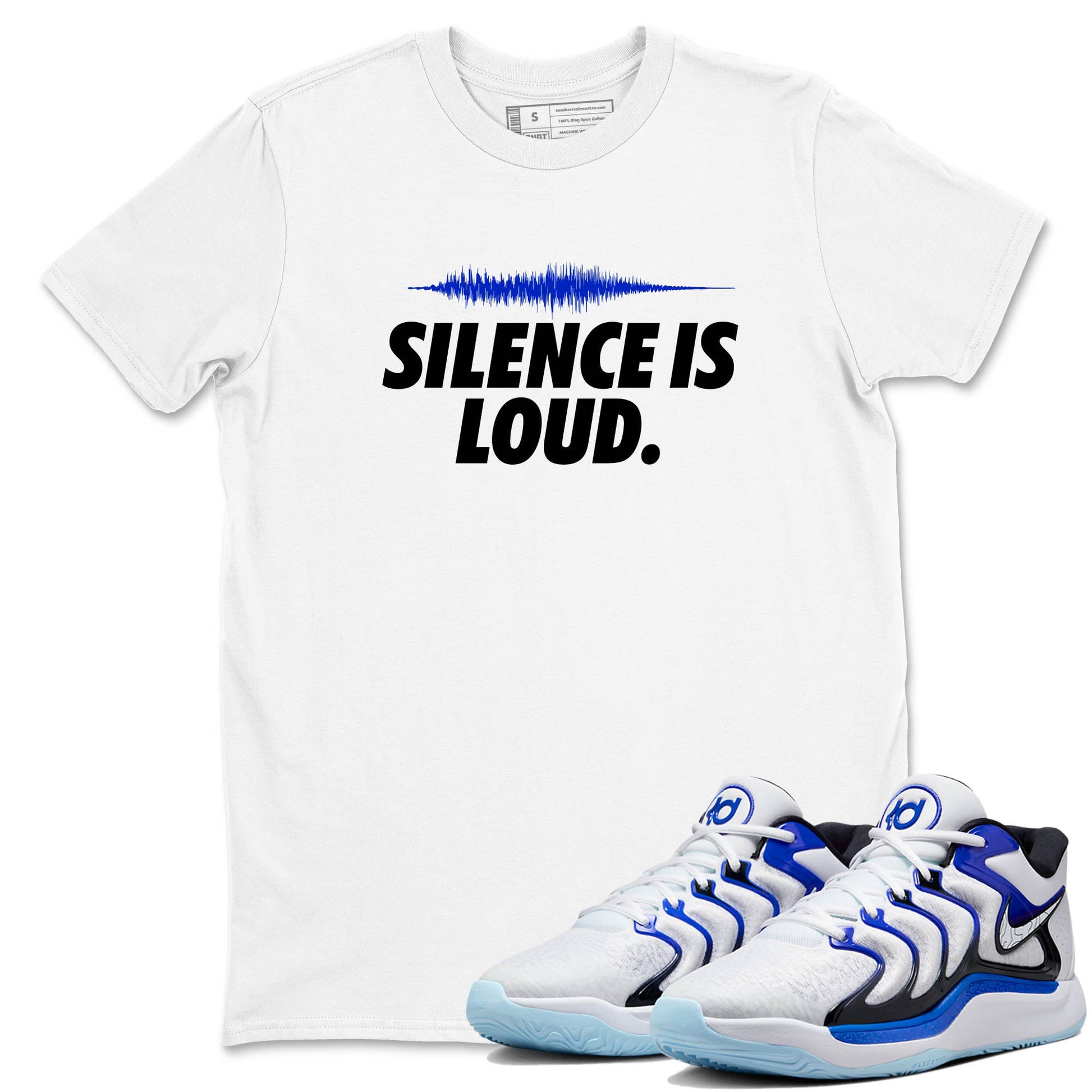 Sneaker Threads – Sneaker Tees To Match Nike KD 17 Penny – Silence Is Loud Graphic Tee White 1. Perfect for Jordan releases 2025 colorways. Perfect for Kevin Durant basketball sneaker releases and retro Penny-inspired 2025 colorways.