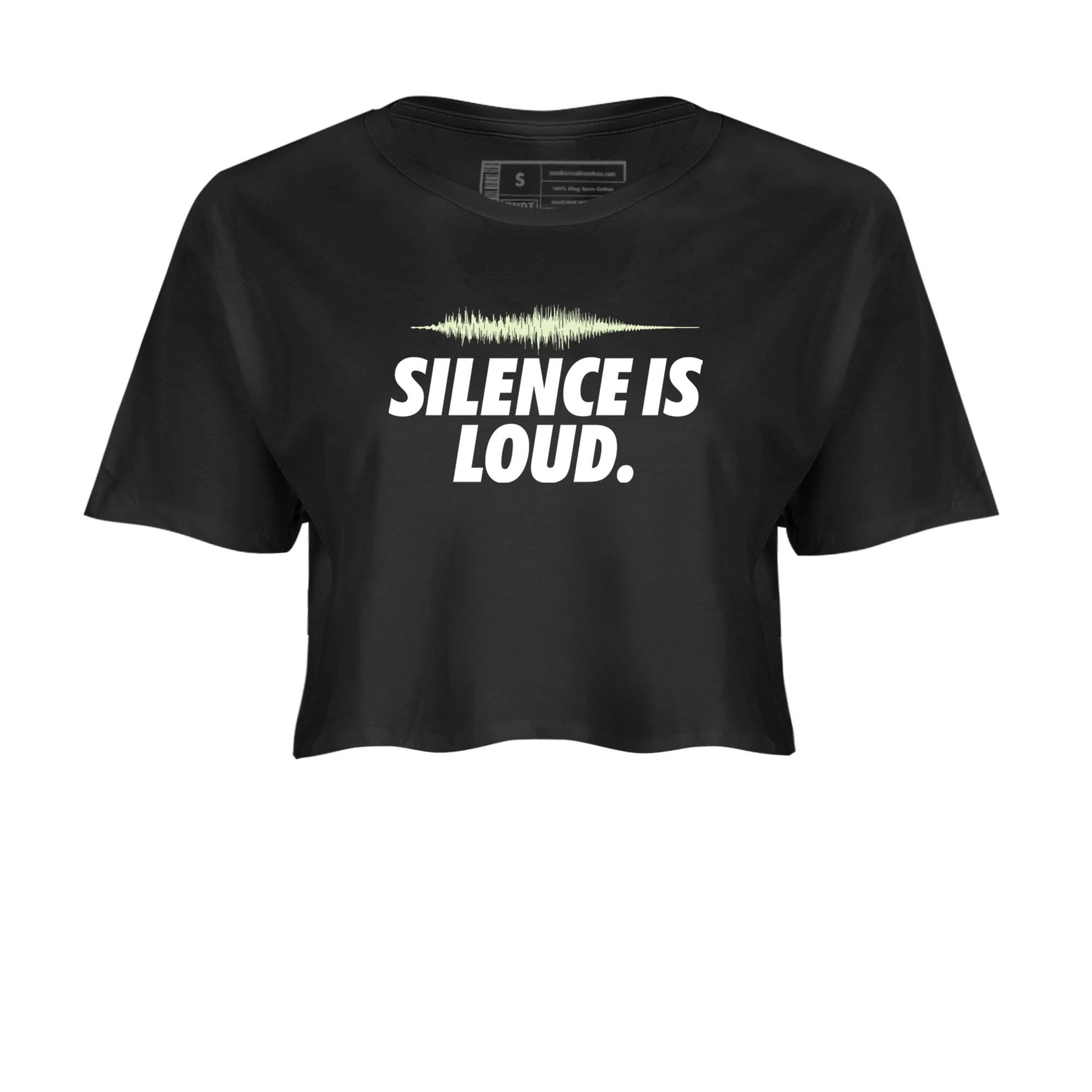 Sneaker Threads – Sneaker Tees To Match Nike KD 18 Halloween – Silence is Loud Crop Tee Black 2. Perfect for Jordan releases 2025 colorways. Perfect for Kevin Durant sneaker releases and Halloween 2025 colorways.
