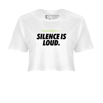 Sneaker Threads – Sneaker Tees To Match Nike KD 18 Halloween – Silence is Loud Crop Tee White 2. Perfect for Jordan releases 2025 colorways. Perfect for Kevin Durant sneaker releases and Halloween 2025 colorways.