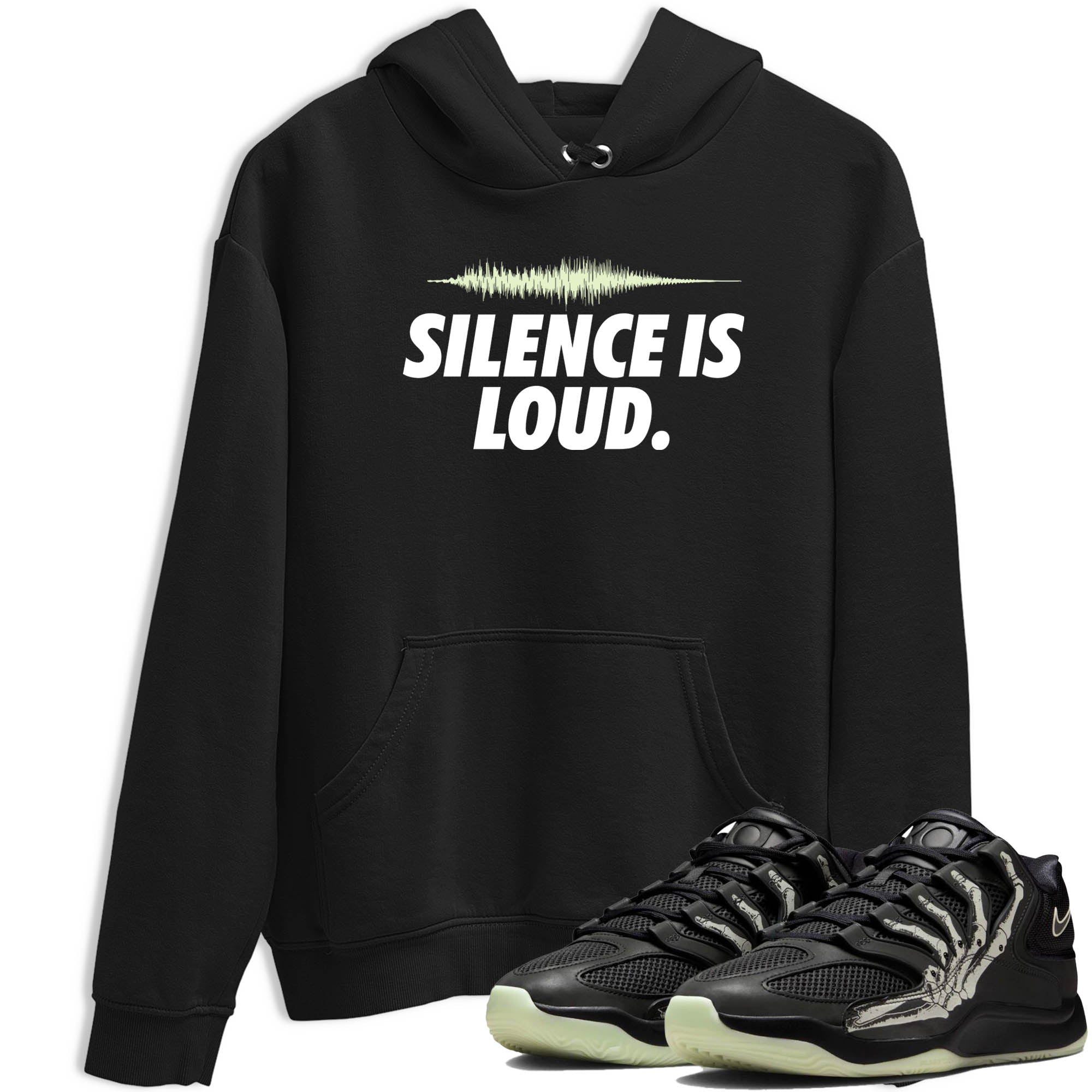 Sneaker Threads – Sneaker Tees To Match Nike KD 18 Halloween – Silence is Loud Graphic Tee Black 1. Perfect for Jordan releases 2025 colorways. Perfect for Kevin Durant sneaker releases and Halloween 2025 colorways.