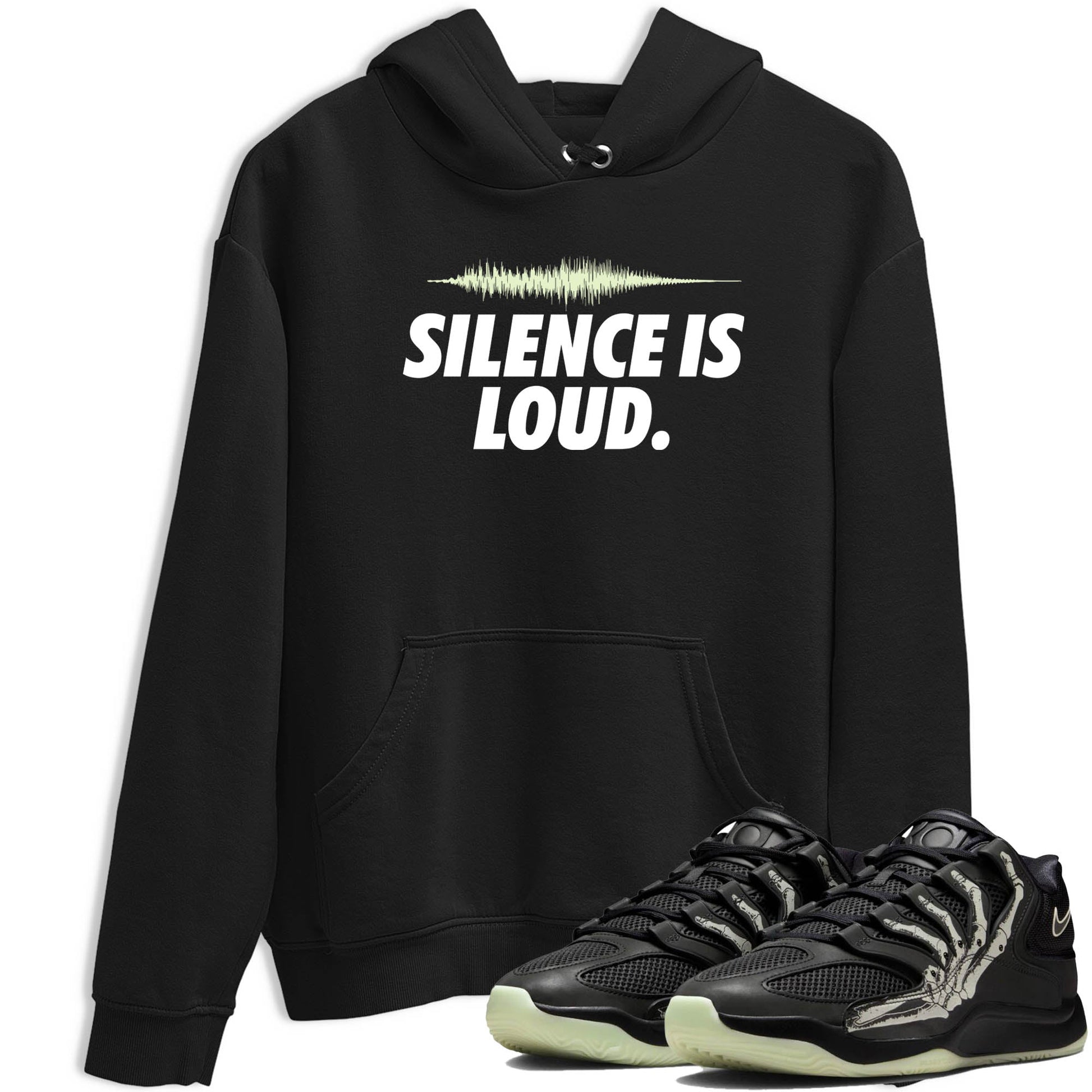 Sneaker Threads – Sneaker Tees To Match Nike KD 18 Halloween – Silence is Loud Graphic Tee Black 1. Perfect for Jordan releases 2025 colorways. Perfect for Kevin Durant sneaker releases and Halloween 2025 colorways.