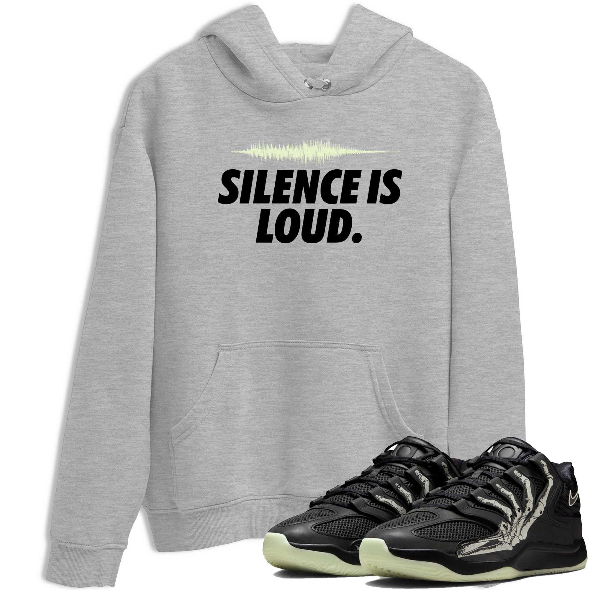 Sneaker Threads – Sneaker Tees To Match Nike KD 18 Halloween – Silence is Loud Graphic Tee Heather Grey 1. Perfect for Jordan releases 2025 colorways. Perfect for Kevin Durant sneaker releases and Halloween 2025 colorways.