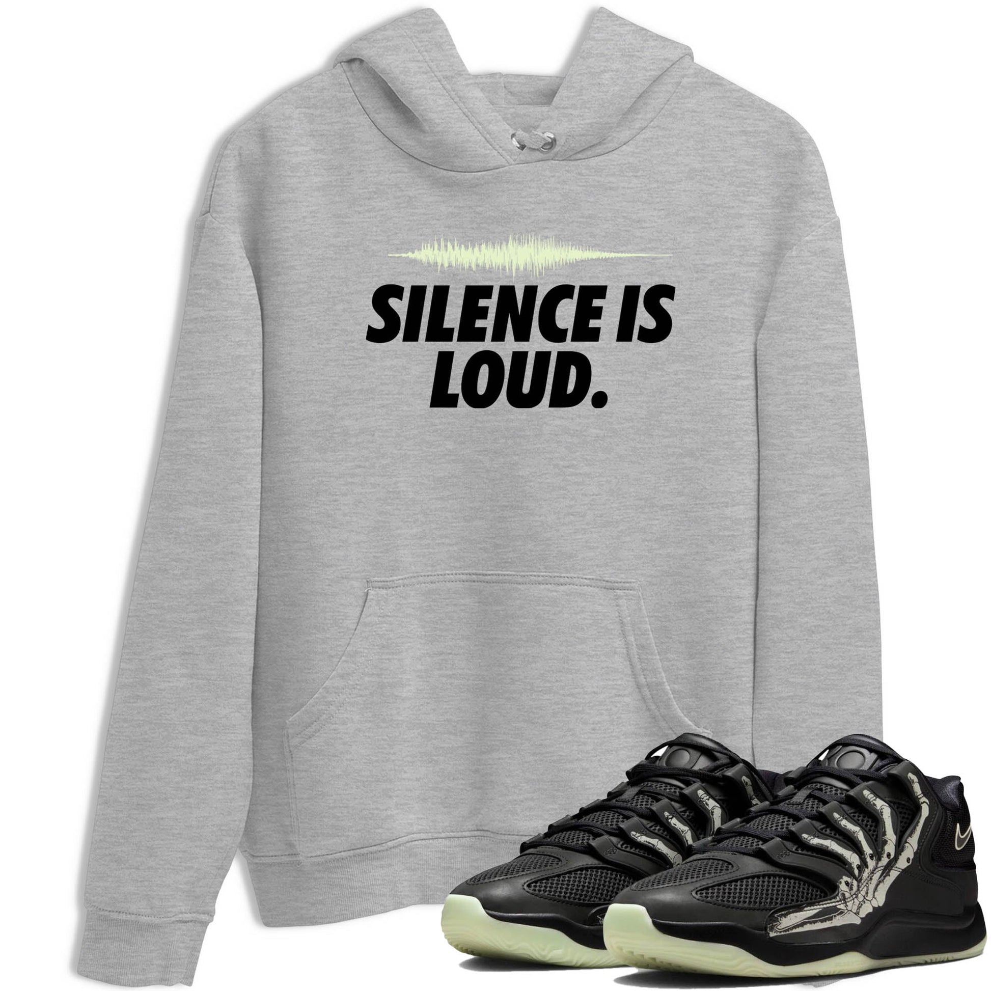 Sneaker Threads – Sneaker Tees To Match Nike KD 18 Halloween – Silence is Loud Graphic Tee Heather Grey 1. Perfect for Jordan releases 2025 colorways. Perfect for Kevin Durant sneaker releases and Halloween 2025 colorways.