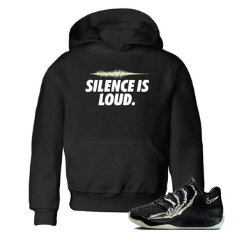 Sneaker Threads – Sneaker Tees To Match Nike KD 18 Halloween – Silence is Loud Youth Graphic Tee Black 1. Perfect for Jordan releases 2025 colorways. Perfect for Kevin Durant sneaker releases and Halloween 2025 colorways.