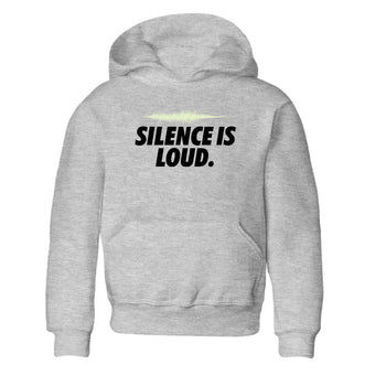 Sneaker Threads – Sneaker Tees To Match Nike KD 18 Halloween – Silence is Loud Youth Graphic Tee Heather Grey 2. Perfect for Jordan releases 2025 colorways. Perfect for Kevin Durant sneaker releases and Halloween 2025 colorways.