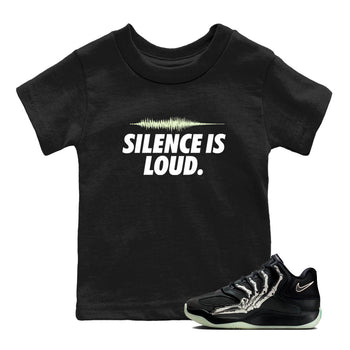 Sneaker Threads – Sneaker Tees To Match Nike KD 18 Halloween – Silence is Loud Youth Graphic Tee Black 1. Perfect for Jordan releases 2025 colorways. Perfect for Kevin Durant sneaker releases and Halloween 2025 colorways.
