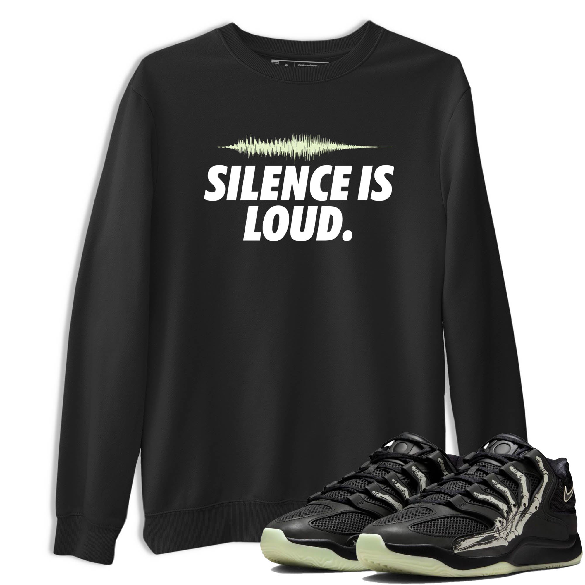 Sneaker Threads – Sneaker Tees To Match Nike KD 18 Halloween – Silence is Loud Graphic Tee Black 1. Perfect for Jordan releases 2025 colorways. Perfect for Kevin Durant sneaker releases and Halloween 2025 colorways.