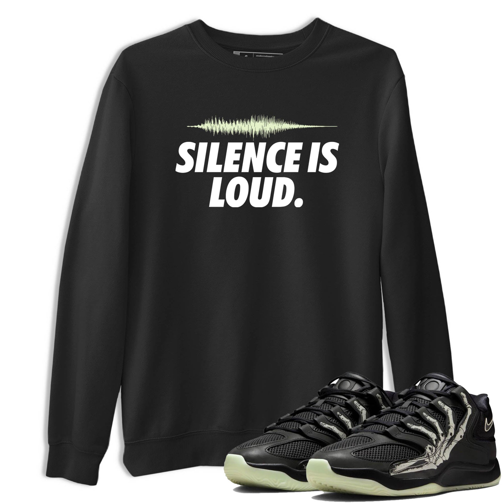Sneaker Threads – Sneaker Tees To Match Nike KD 18 Halloween – Silence is Loud Graphic Tee Black 1. Perfect for Jordan releases 2025 colorways. Perfect for Kevin Durant sneaker releases and Halloween 2025 colorways.