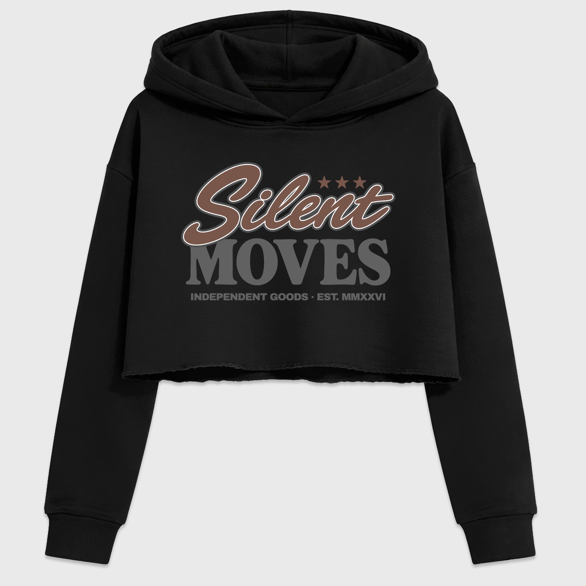 Silent Moves Women’s Graphic Crop Tee featuring original streetwear artwork designed to match the Air Jordan 4 London. Black 2 Crop Tee.