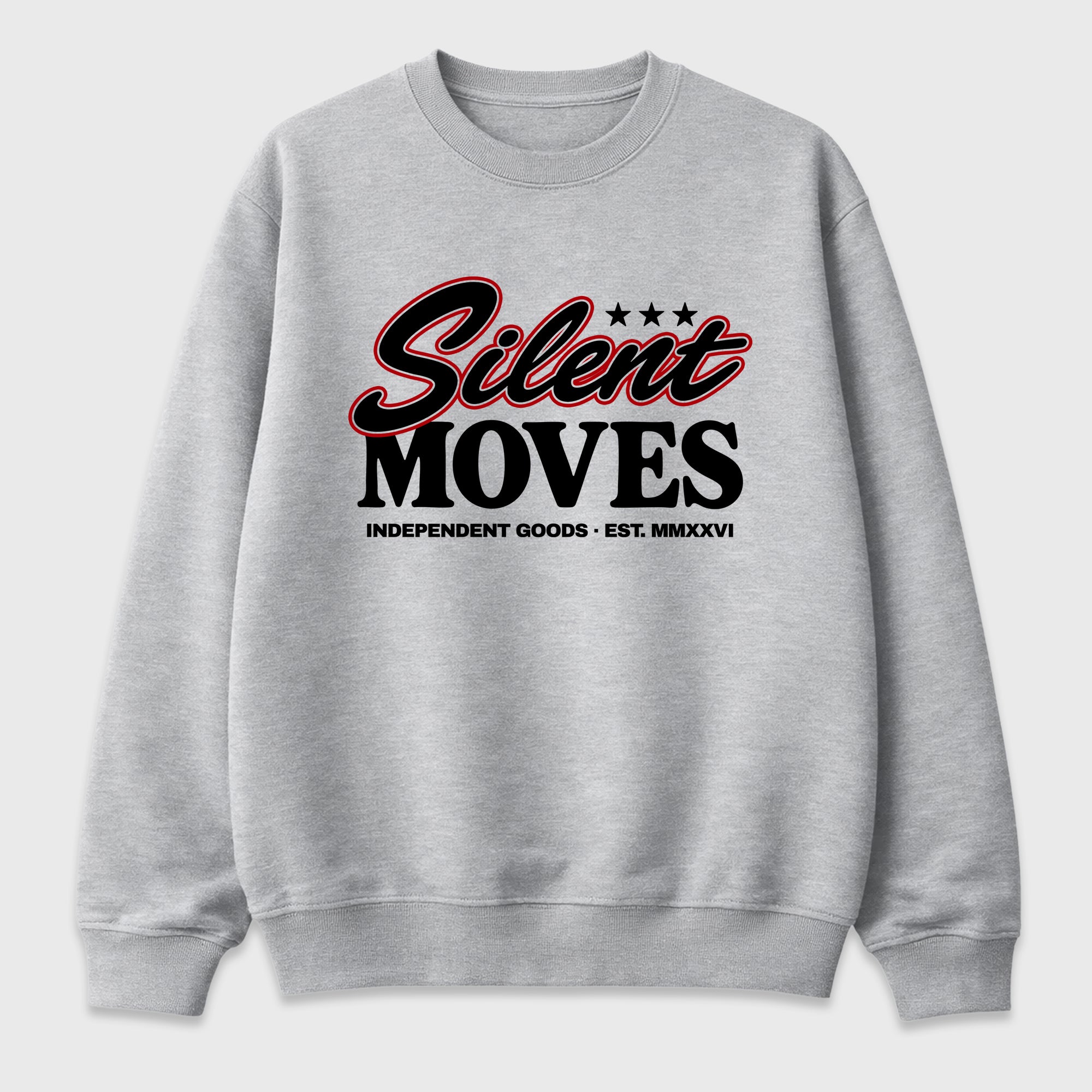 Silent Moves Graphic T-Shirt featuring original streetwear artwork designed to match the Air Jordan 9 True Red. Heather Grey 2 Graphic Tee.