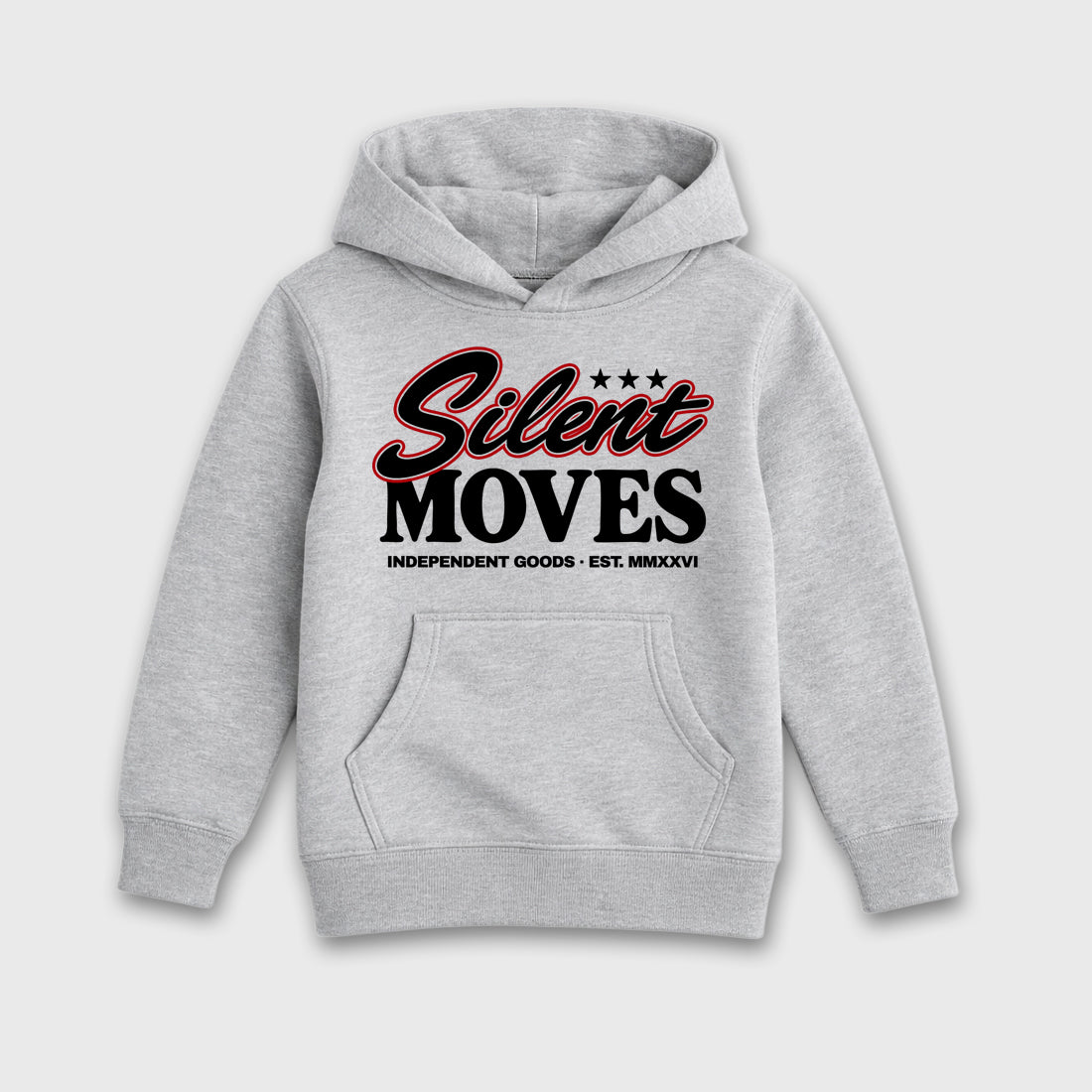 Silent Moves Baby & Kids Graphic Hoodie featuring original artwork designed to match the Air Jordan 9 True Red. Heather Grey 2 Kids Graphic Sweater.