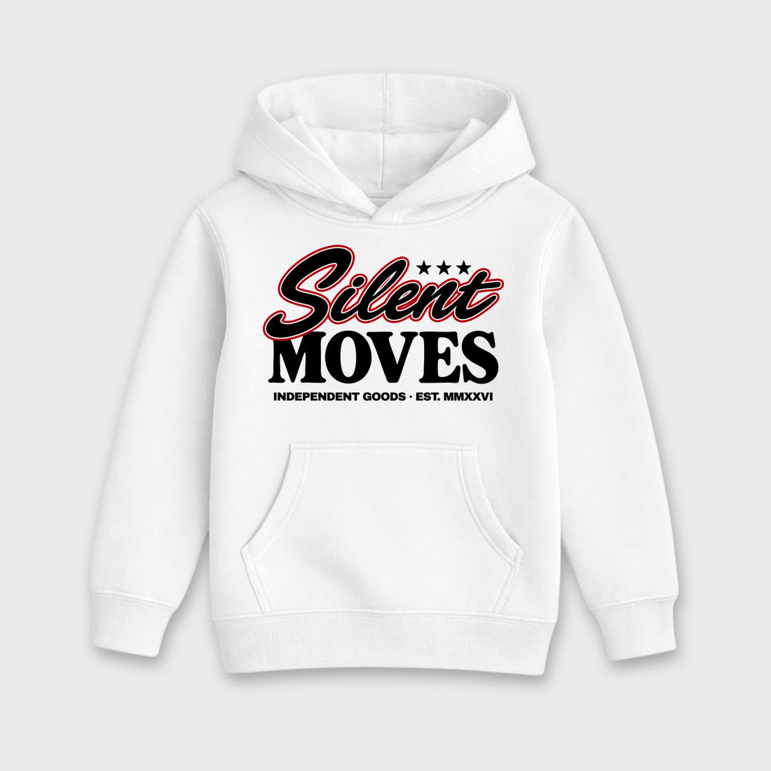 Silent Moves Baby & Kids Graphic Hoodie featuring original artwork designed to match the Air Jordan 9 True Red. White 2 Kids Graphic Sweater.