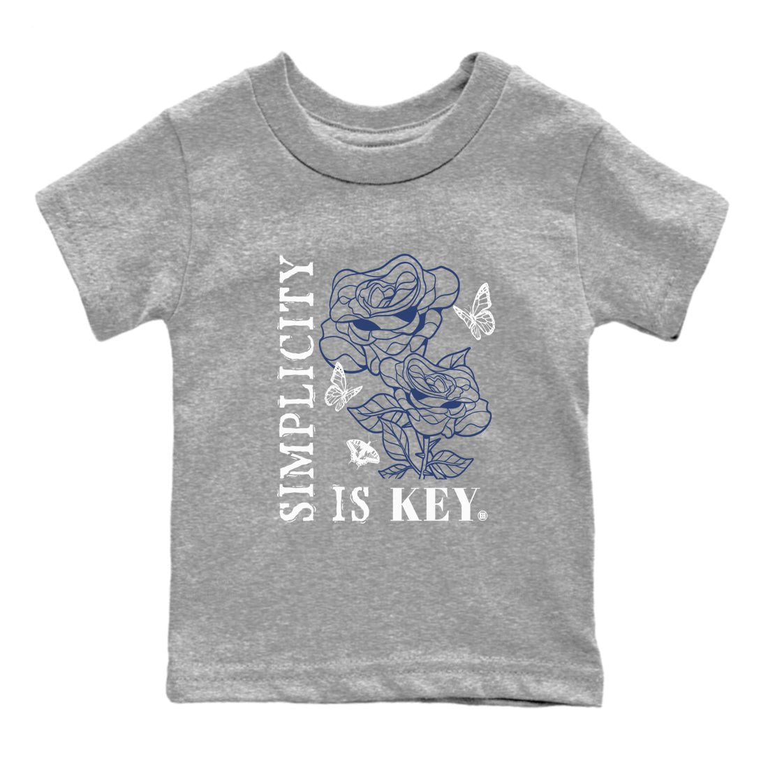 1s Midnight Navy shirts to match jordans Simplicity Is Key sneaker match tees Air Jordan 1 Midnight Navy match shoes to clothes SNRT Sneaker Tees Youth Baby Heather Grey 2 tee