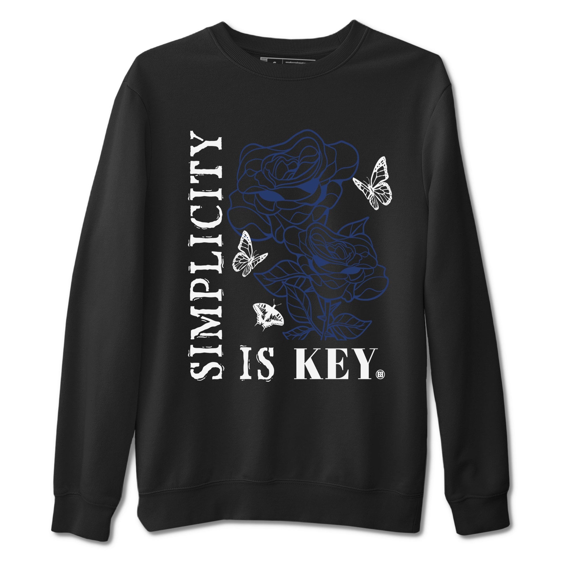 1s Midnight Navy shirts to match jordans Simplicity Is Key sneaker match tees Air Jordan 1 Midnight Navy match shoes to clothes SNRT Sneaker Tees unisex cotton Black 2 shirts