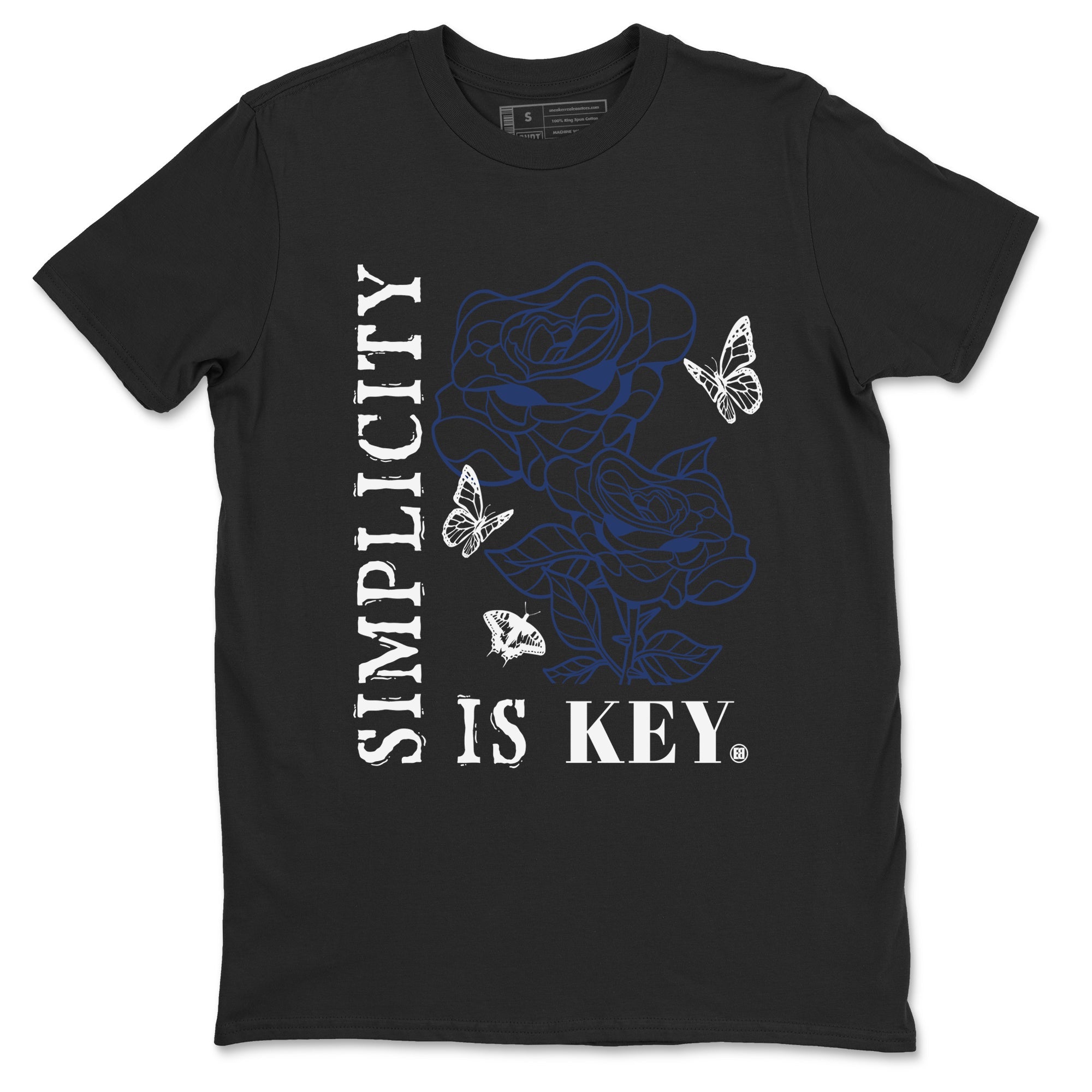 1s Midnight Navy shirts to match jordans Simplicity Is Key sneaker match tees Air Jordan 1 Midnight Navy match shoes to clothes SNRT Sneaker Tees unisex cotton Black 2 shirts
