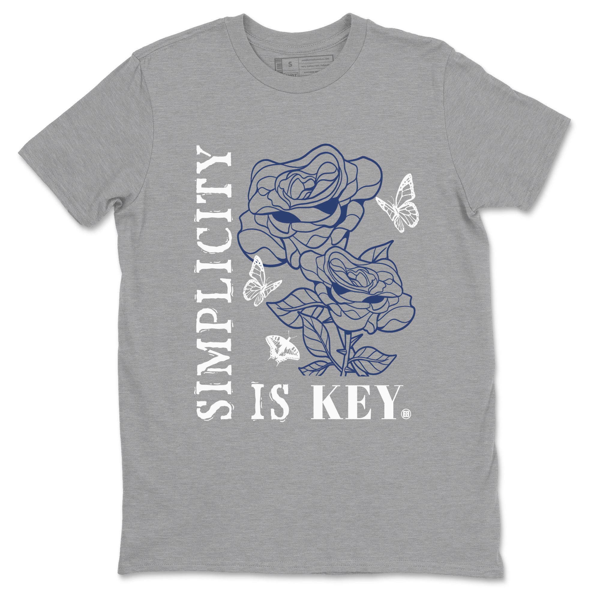 1s Midnight Navy shirts to match jordans Simplicity Is Key sneaker match tees Air Jordan 1 Midnight Navy match shoes to clothes SNRT Sneaker Tees unisex cotton Heather Grey 2 shirts