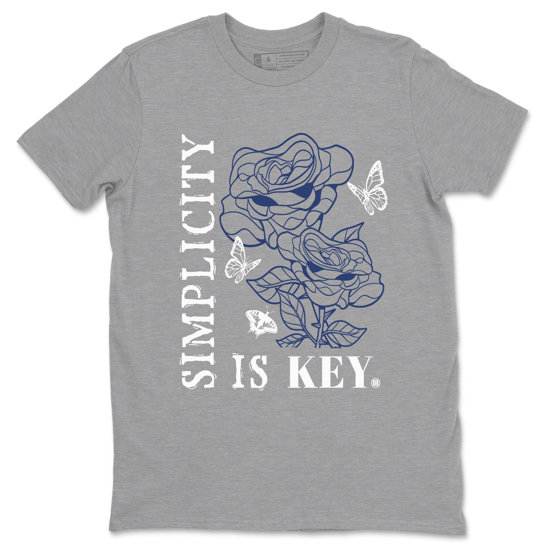 1s Midnight Navy shirts to match jordans Simplicity Is Key sneaker match tees Air Jordan 1 Midnight Navy match shoes to clothes SNRT Sneaker Tees unisex cotton Heather Grey 2 shirts