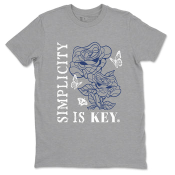 1s Midnight Navy shirts to match jordans Simplicity Is Key sneaker match tees Air Jordan 1 Midnight Navy match shoes to clothes SNRT Sneaker Tees unisex cotton Heather Grey 2 shirts