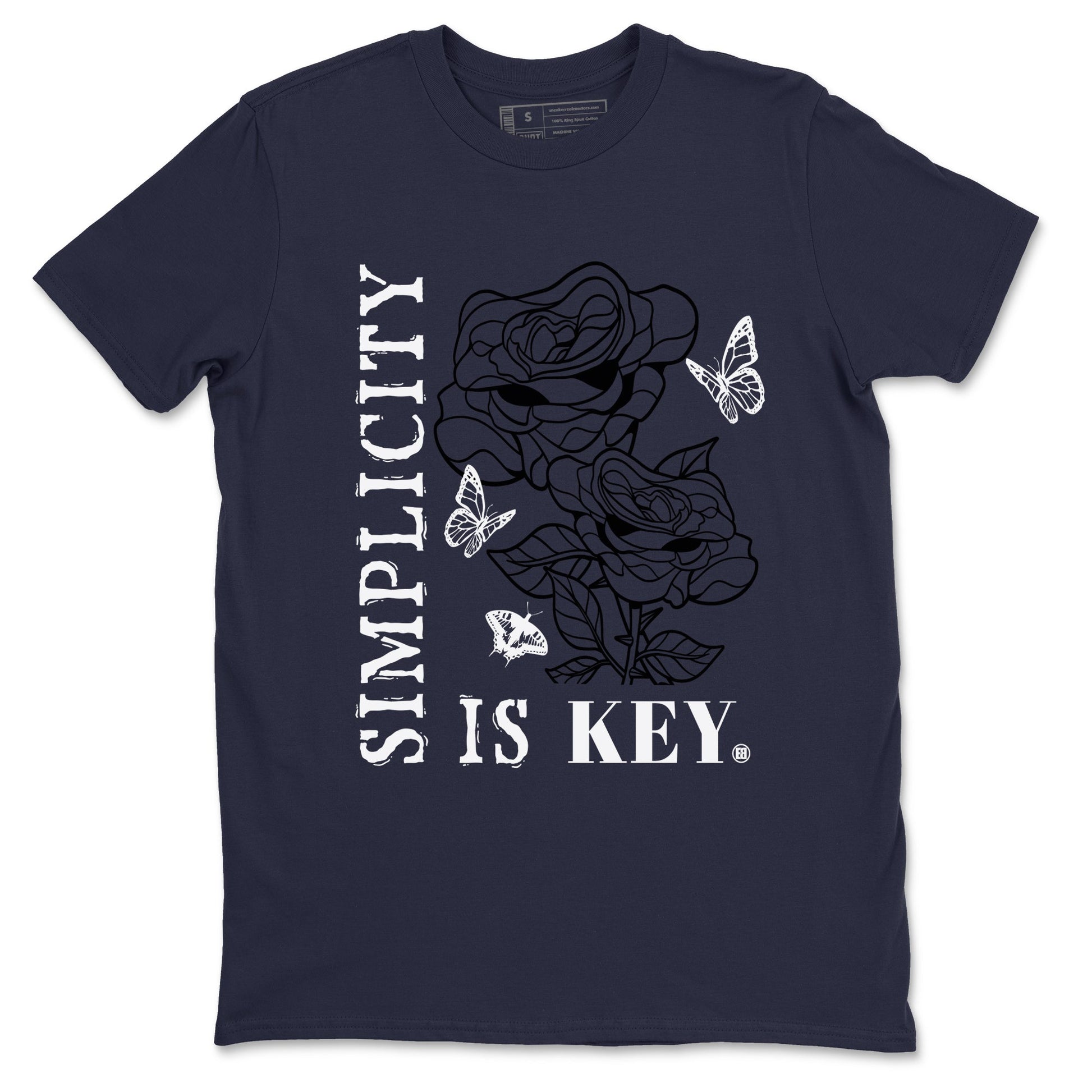 1s Midnight Navy shirts to match jordans Simplicity Is Key sneaker match tees Air Jordan 1 Midnight Navy match shoes to clothes SNRT Sneaker Tees unisex cotton Navy 2 shirts