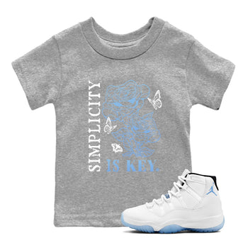 11s Legend Blue shirts to match jordans Simplicity Is Key sneaker match tees Air Jordan 11 Retro Legend Blue match shoes to clothes SNRT Sneaker Tees Youth Baby Heather Grey 1 tee