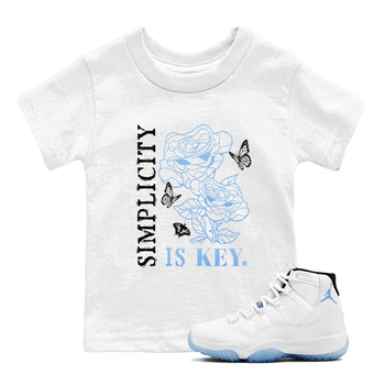 11s Legend Blue shirts to match jordans Simplicity Is Key sneaker match tees Air Jordan 11 Retro Legend Blue match shoes to clothes SNRT Sneaker Tees Youth Baby White 1 tee