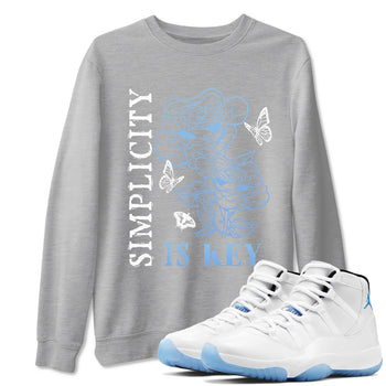 11s Legend Blue shirts to match jordans Simplicity Is Key sneaker match tees Air Jordan 11 Retro Legend Blue match shoes to clothes SNRT Sneaker Tees unisex cotton Heather Grey 1 shirts