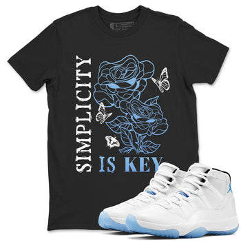 11s Legend Blue shirts to match jordans Simplicity Is Key sneaker match tees Air Jordan 11 Retro Legend Blue match shoes to clothes SNRT Sneaker Tees unisex cotton Black 1 shirts