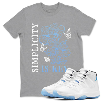 11s Legend Blue shirts to match jordans Simplicity Is Key sneaker match tees Air Jordan 11 Retro Legend Blue match shoes to clothes SNRT Sneaker Tees unisex cotton Heather Grey 1 shirts