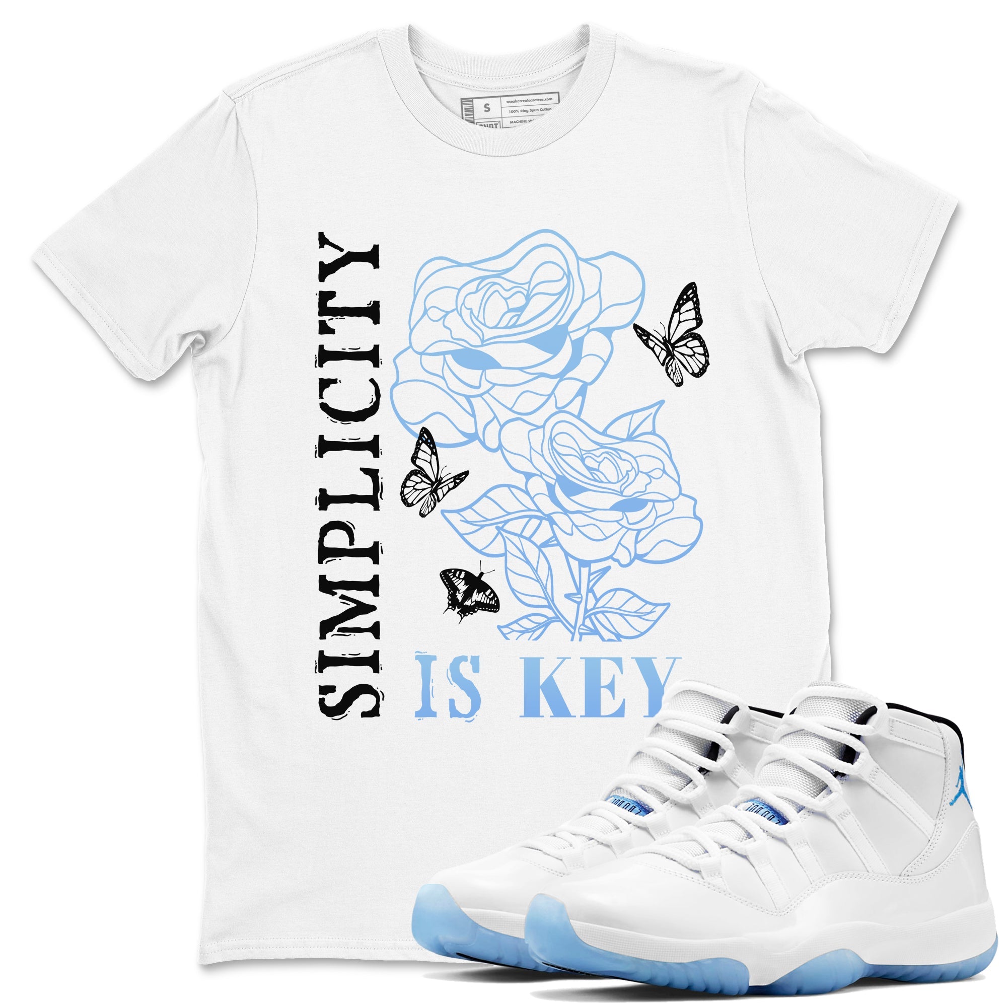 11s Legend Blue shirts to match jordans Simplicity Is Key sneaker match tees Air Jordan 11 Retro Legend Blue match shoes to clothes SNRT Sneaker Tees unisex cotton White 1 shirts