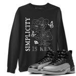 12s Black Wolf Grey shirts to match jordans Simplicity Is Key sneaker match tees 12s Baron SNRT Sneaker Release Tees unisex cotton Black 1 crew neck shirts