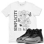 12s Black Wolf Grey shirts to match jordans Simplicity Is Key sneaker match tees 12s Baron SNRT Sneaker Release Tees unisex cotton White 1 crew neck shirts