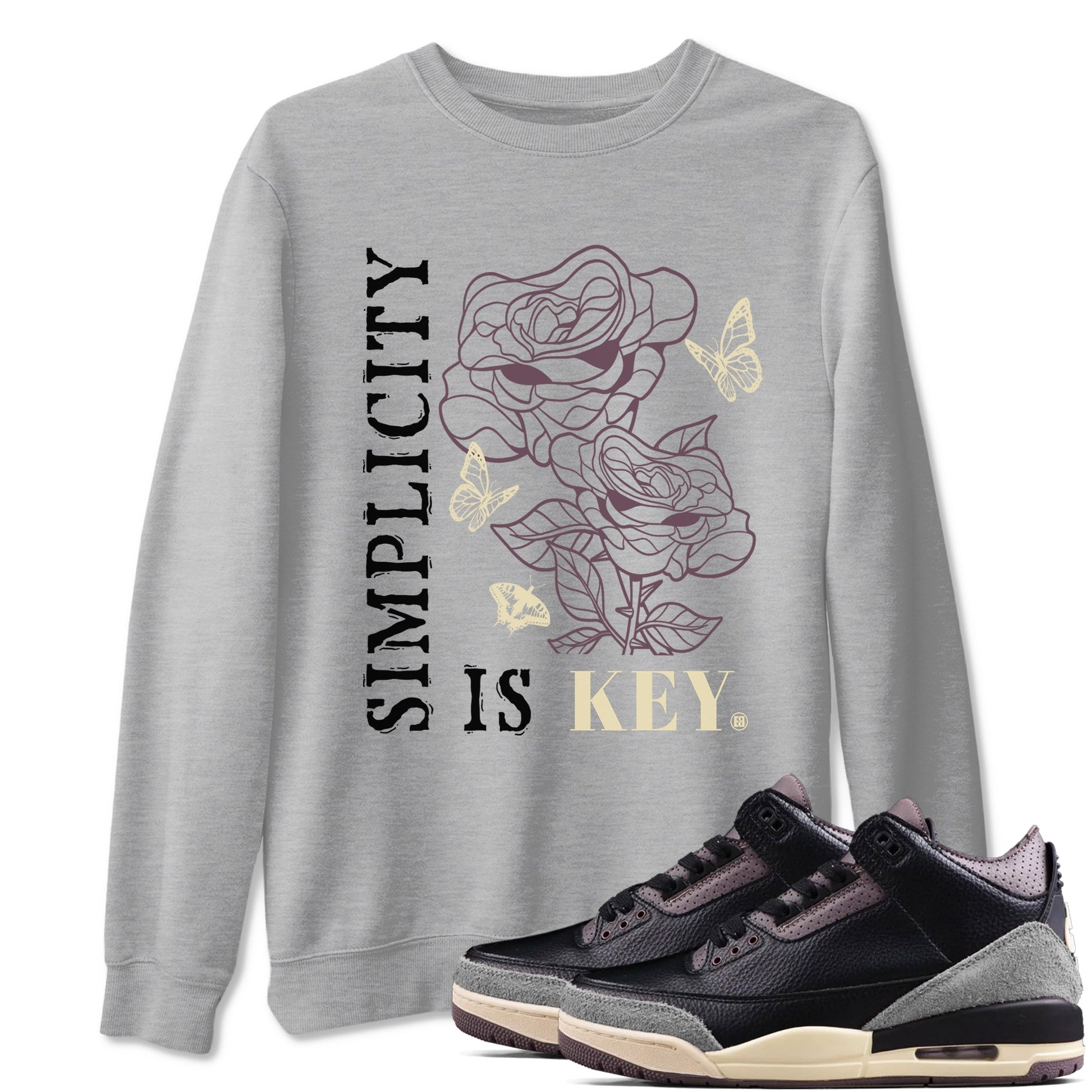 3s A Ma Maniere x Black Shirts To Match Jordans Simplicity Is Key sneaker match tees Air Jordan 3 A Ma Maniere x Black And Flat Pewter T-Shirt SNRT Sneake Sneaker Release Tees unisex cotton Heather Grey 1 crew neck shirts