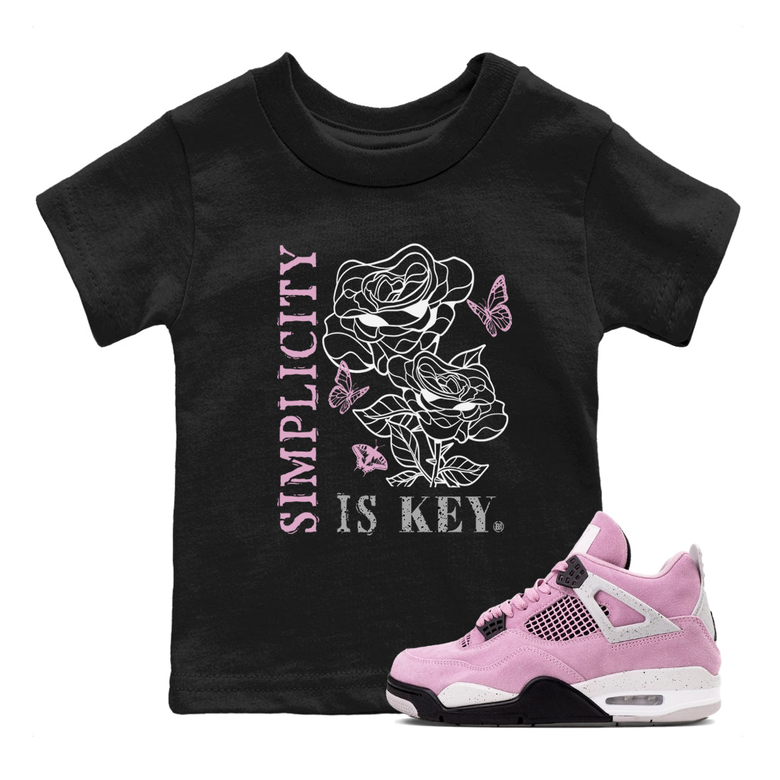 4s Orchid shirts to match jordans Simplicity Is Key sneaker match tees Air Jordan 4 Orchid match shoes to clothes SNRT Sneaker Tees Youth Baby Black 1 tee