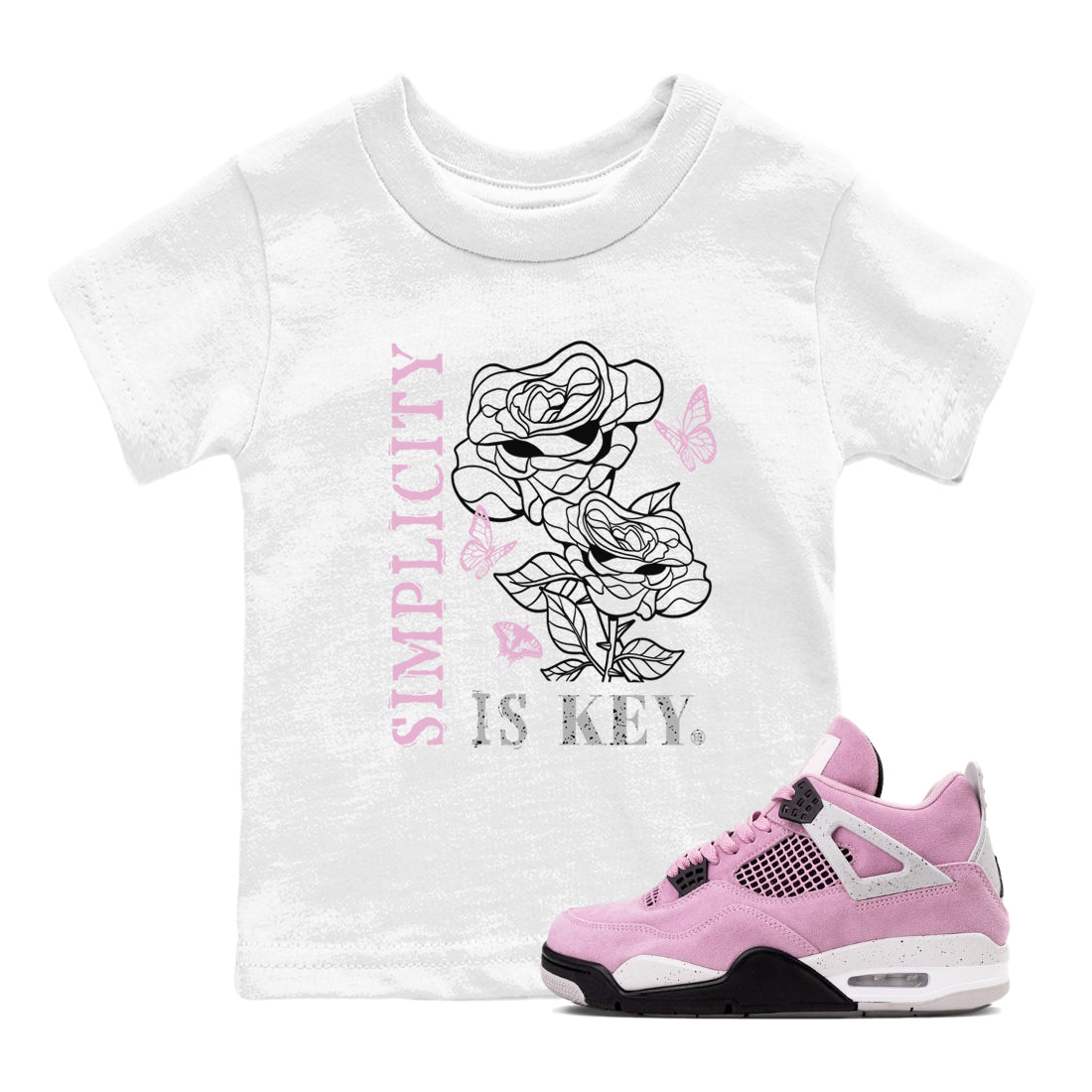 4s Orchid shirts to match jordans Simplicity Is Key sneaker match tees Air Jordan 4 Orchid match shoes to clothes SNRT Sneaker Tees Youth Baby White 1 tee