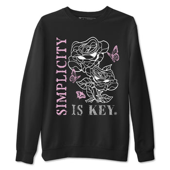 4s Orchid shirts to match jordans Simplicity Is Key sneaker match tees Air Jordan 4 Orchid match shoes to clothes SNRT Sneaker Tees unisex cotton Black 2 shirts