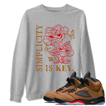 5s Archaeo Brown shirts to match jordans Simplicity Is Key sneaker match tees Air Jordan 5 Archaeo Brown match shoes to clothes SNRT Sneaker Tees unisex cotton Heather Grey 1 shirts