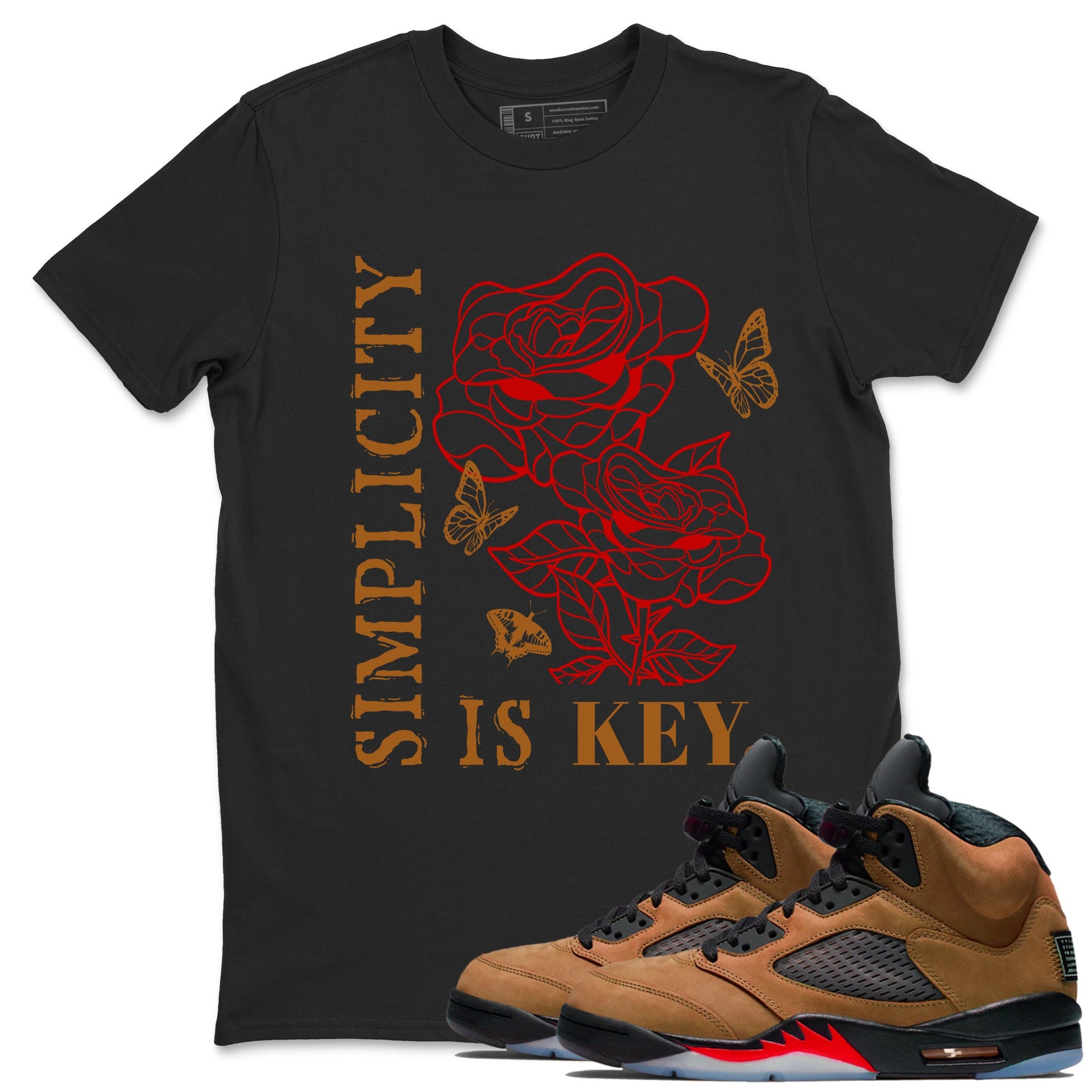 5s Archaeo Brown shirts to match jordans Simplicity Is Key sneaker match tees Air Jordan 5 Archaeo Brown match shoes to clothes SNRT Sneaker Tees unisex cotton Black 1 shirts