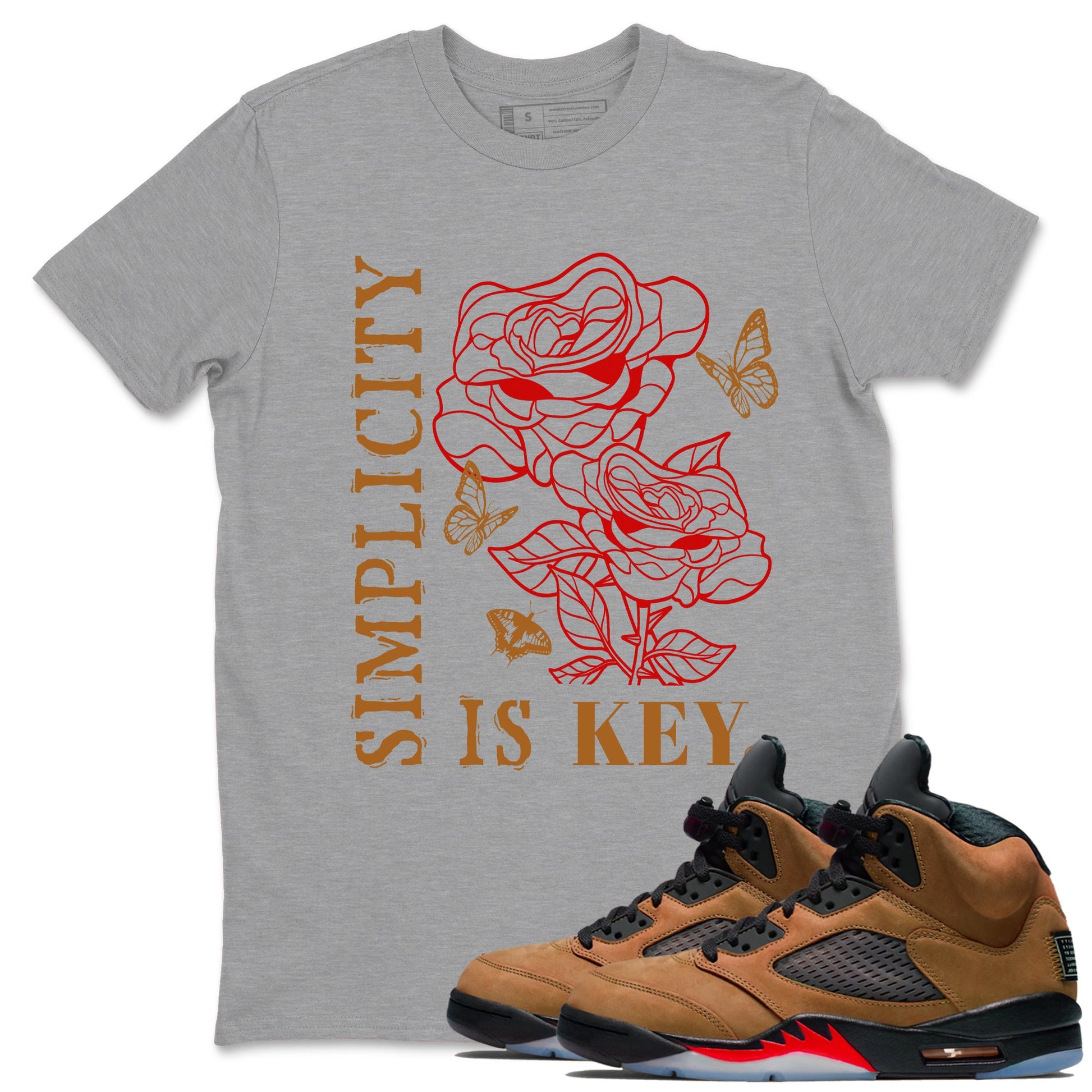 5s Archaeo Brown shirts to match jordans Simplicity Is Key sneaker match tees Air Jordan 5 Archaeo Brown match shoes to clothes SNRT Sneaker Tees unisex cotton Heather Grey 1 shirts