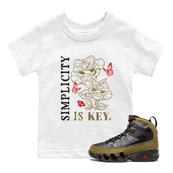 9s Olive shirts to match jordans Simplicity Is Key sneaker match tees Air Jordan 9 Olive match shoes to clothes SNRT Sneaker Tees Youth Baby White 1 tee