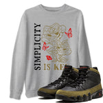 9s Olive shirts to match jordans Simplicity Is Key sneaker match tees Air Jordan 9 Olive match shoes to clothes SNRT Sneaker Tees unisex cotton Heather Grey 1 shirts