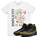 9s Olive shirts to match jordans Simplicity Is Key sneaker match tees Air Jordan 9 Olive match shoes to clothes SNRT Sneaker Tees unisex cotton White 1 shirts