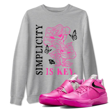 Nike KD 4 Retro Aunt Pearl shirts to match jordans Simplicity Is Key sneaker match tees Nike KD 4 Aunt Pearl match shoes to clothes SNRT Sneaker Tees unisex cotton Heather Grey 1 shirts