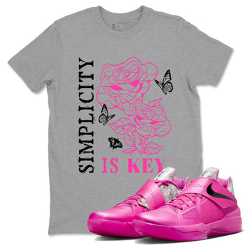 Nike KD 4 Retro Aunt Pearl shirts to match jordans Simplicity Is Key sneaker match tees Nike KD 4 Aunt Pearl match shoes to clothes SNRT Sneaker Tees unisex cotton Heather Grey 1 shirts