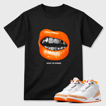 Sneaker match tees – Sneaker Tees To Match Air Jordan 3 Orange Citrus Shoes – Sinner or Saint Tee Black 1